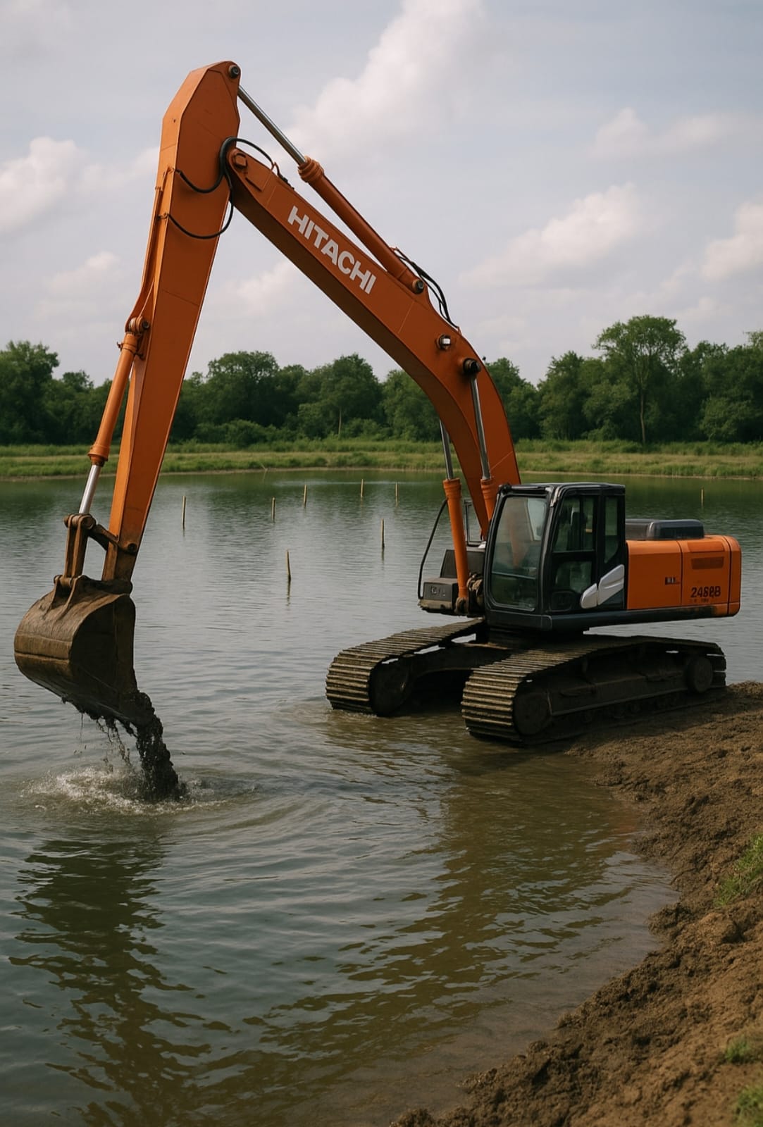 Large pond excavation — Erode region — VSK Siva Contractors
