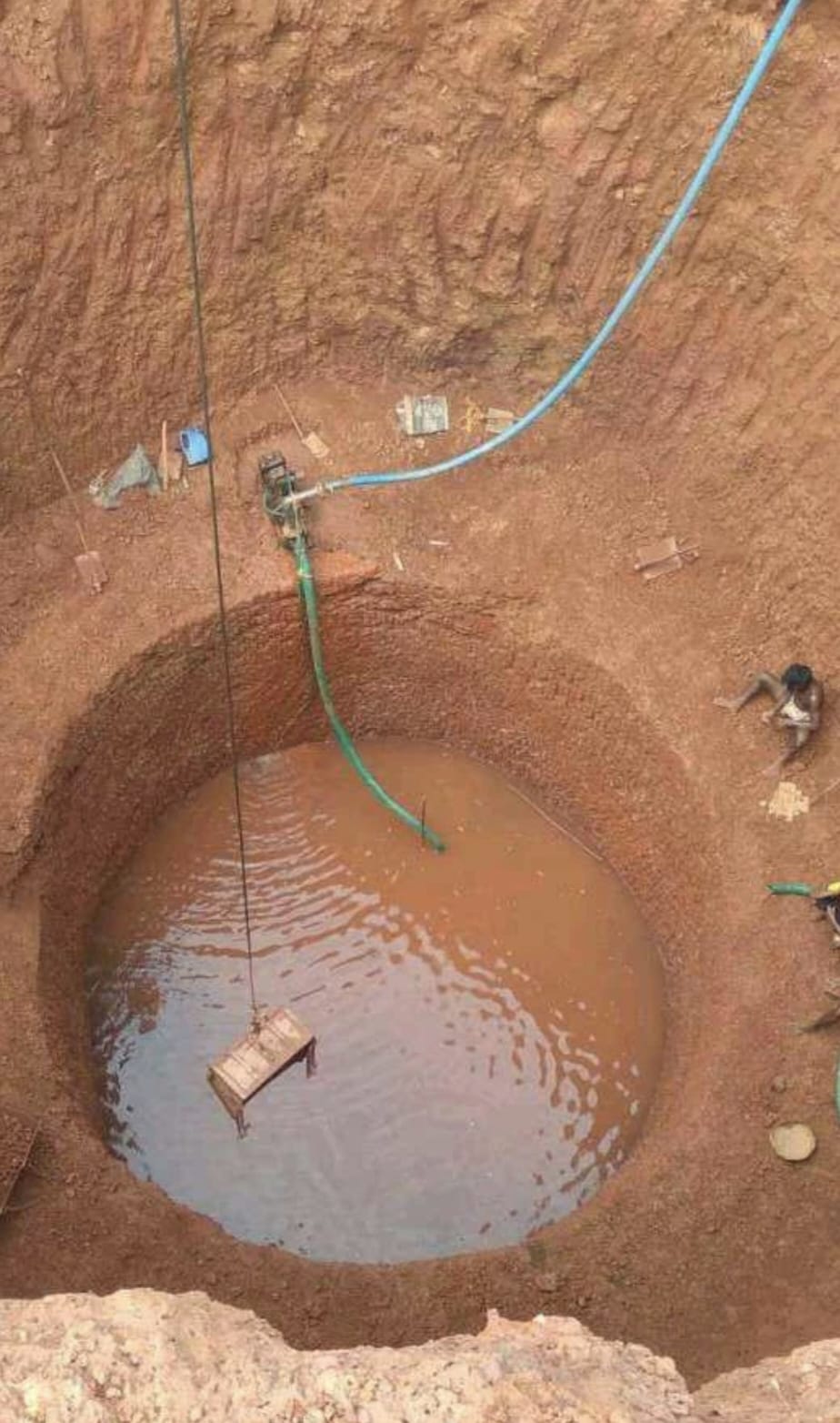 Deep open well aerial view — Tamil Nadu — VSK Siva Contractors